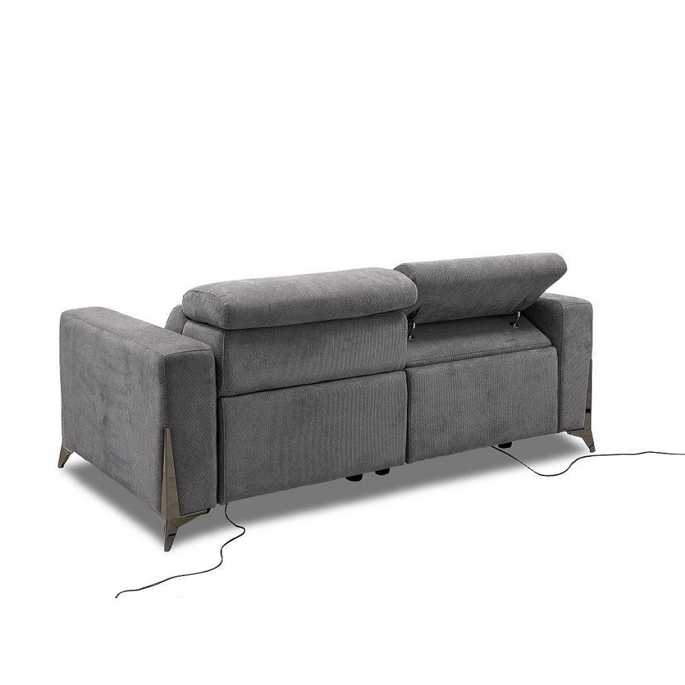 Canapé 3 places 2 relax électrique BOULOGNE avec système zéro wall microfibre gris cendré