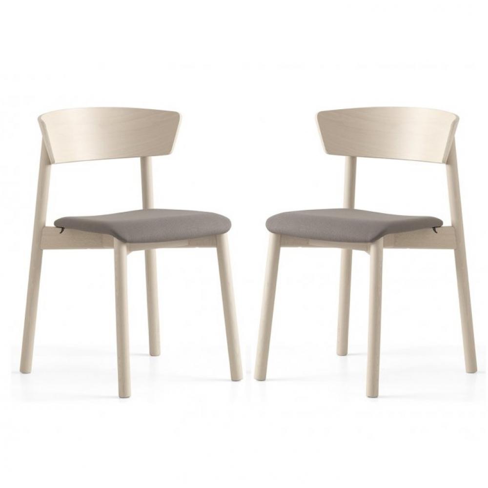 Lot de 2 Chaises CLELIA structure bois assise tissu 