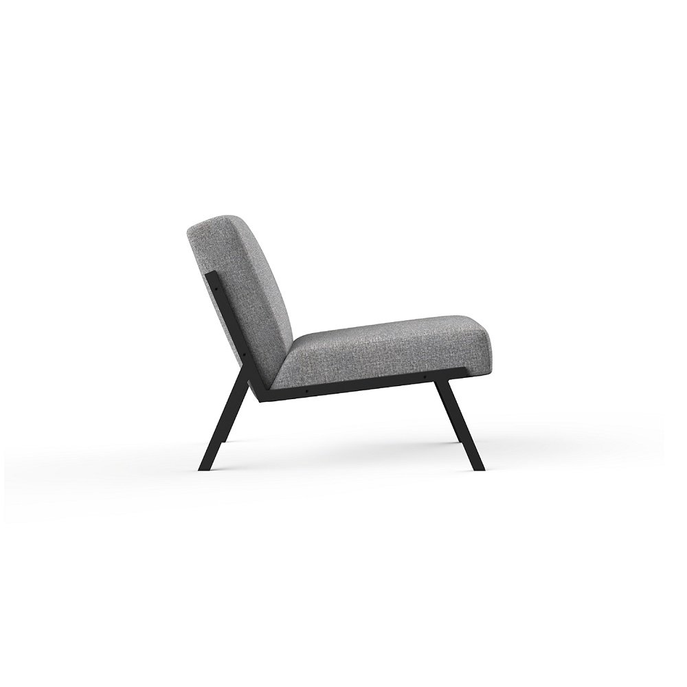 INNOVATION LIVING  Chaise design VIKKO pieds métal noir Tissu Twist Granite