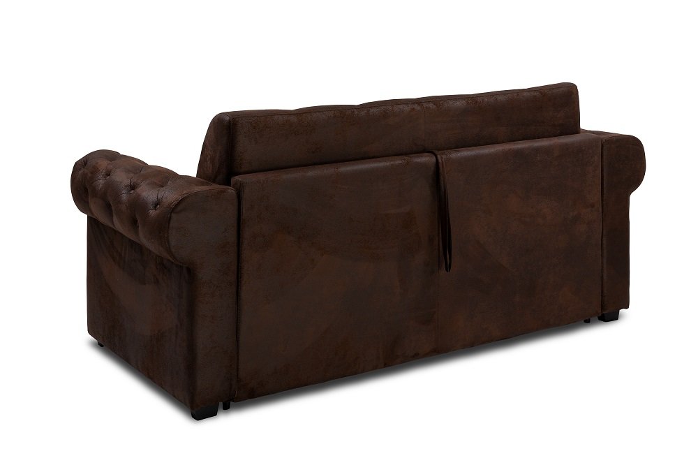 Canapé lit 3 places maxi CHESTERFIELD Convertible Express 160cm sommier lattes microfibre Vintage