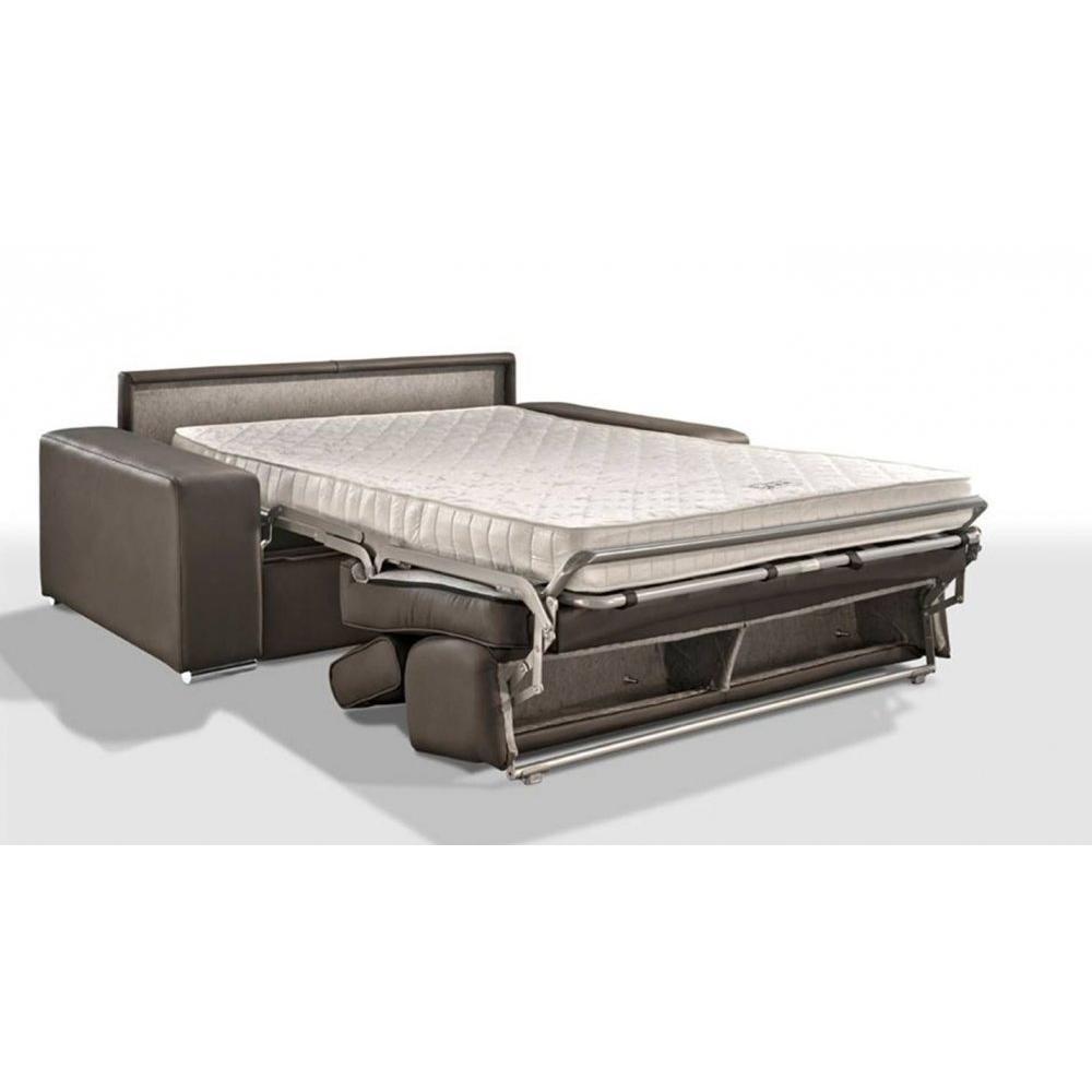 Canapé CHICAGO convertible EXPRESS Sommier lattes 160cm polyuréthane chocolat matelas 16 cm