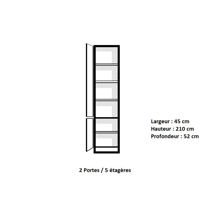 Colonne rangement 2 portes gauches ARLITEC largeur 45 cm profondeur 52 cm 