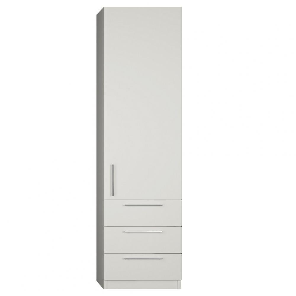 Armoire de rangement 1 porte, 3 tiroirs coloris blanc mat largeur 50 cm