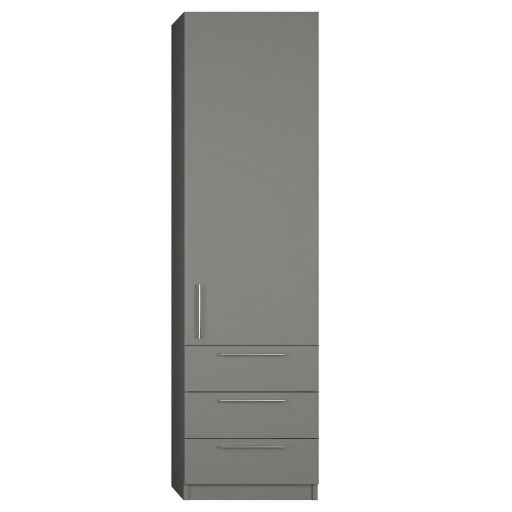 Armoire de rangement 1 porte, 3 tiroirs coloris gris graphite mat largeur 50 cm