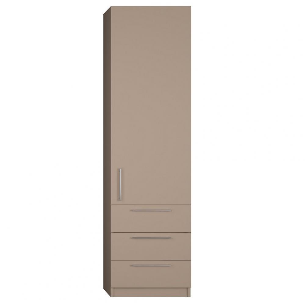 Armoire de rangement 1 porte, 3 tiroirs coloris taupe mat largeur 50 cm