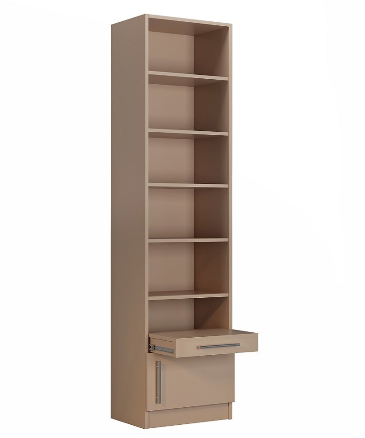 Colonne bibliothèque tablette chevet porte basse taupe mat profondeur : 35 cm