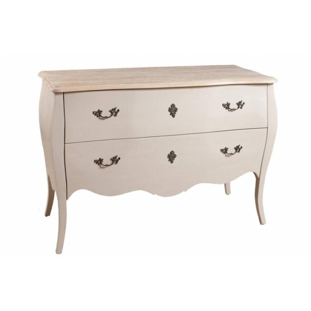Clemence - Console Blanche 2 Tiroirs Style Baroque 