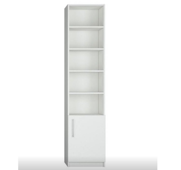 Composition armoire lit DYNAMO façade blanc brillant colonne bibliothèque blanc mat 160*200 cm