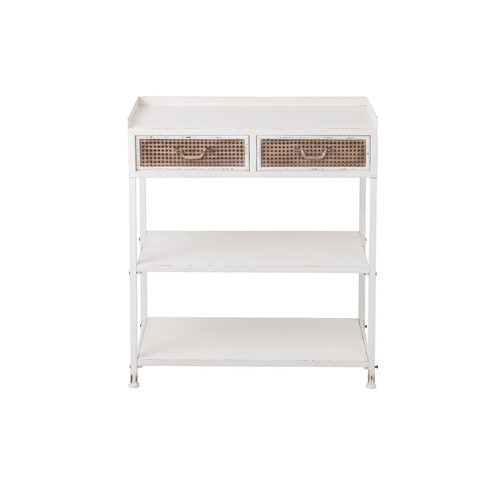 Console AKIBE 2 tiroirs 2 tablettes Blanc