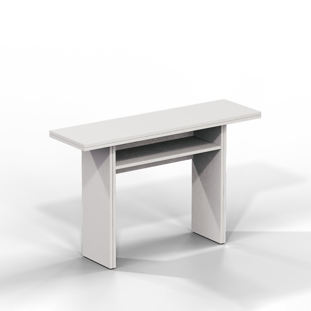 Table console extensible LOUPA  blanc plateau rabattable pieds extensibles