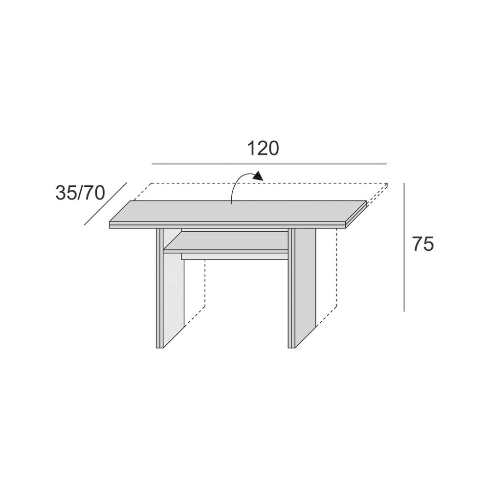 Table console extensible LOUPA  blanc plateau rabattable pieds extensibles