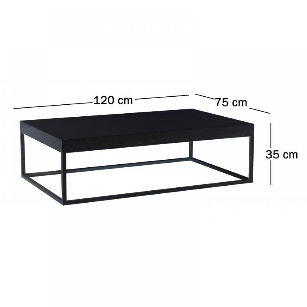 DUKE table basse rectangulaire laquée noir brillant piétement noir
