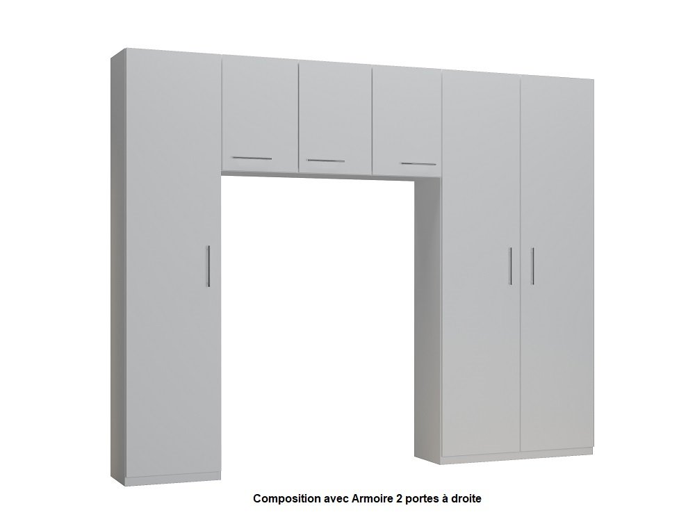 Ensemble de rangement pont 3 portes blanc mat largeur 280 cm