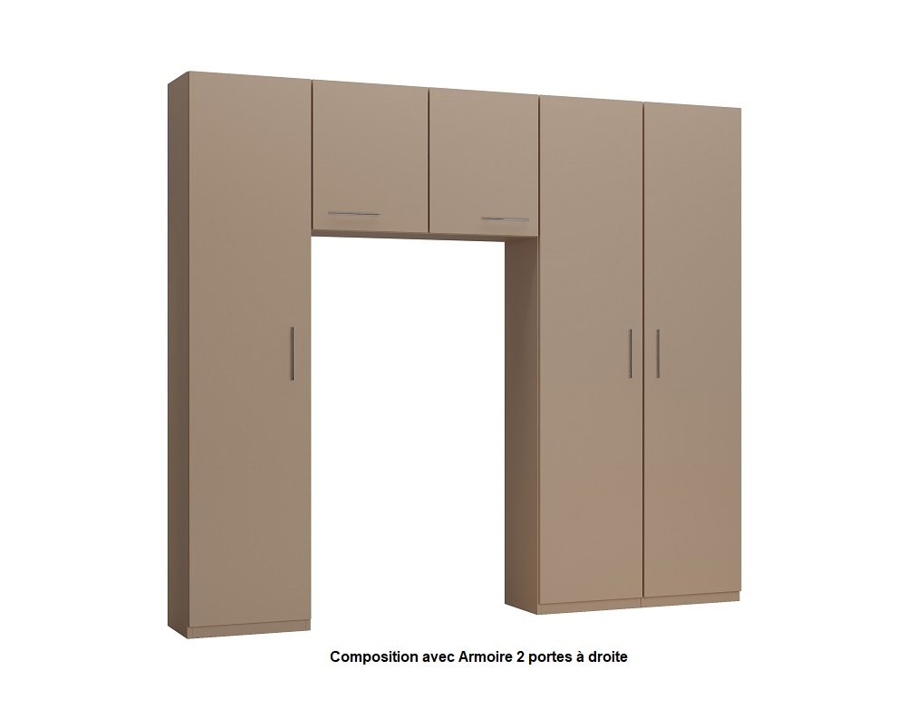 Ensemble de rangement pont 2 portes taupe mat largeur 250 cm