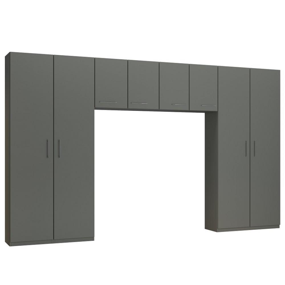 Ensemble de rangement pont 4 portes gris graphite mat largeur 370 cm