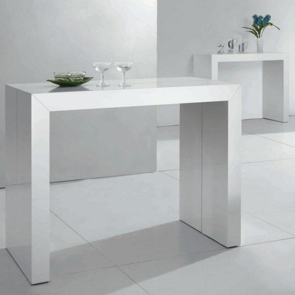Console table extensible EXTENSO blanc brillant 12 couverts