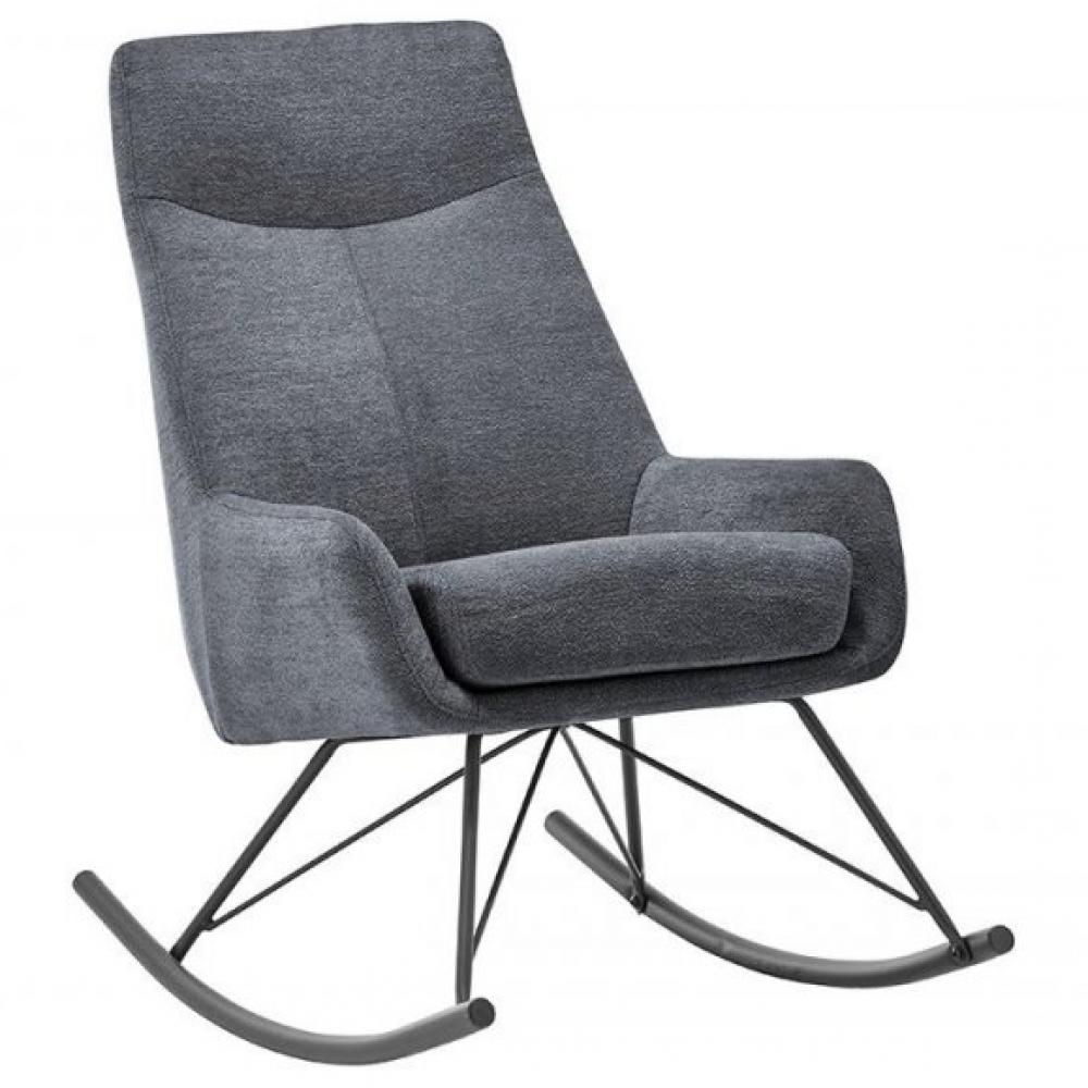 Fauteuil relax à bascule ADRIAN assise confortable pied métal noir tissu anthracite