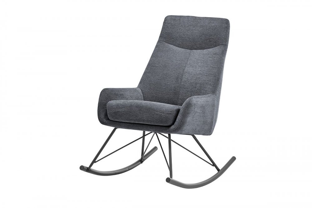 Fauteuil relax à bascule ADRIAN assise confortable pied métal noir tissu anthracite