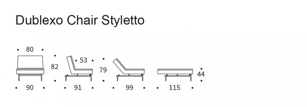 Fauteuil design DUBLEXO STYLETTO convertible lit 90*115 cm pieds chêne naturel tissu Twist Charcoal