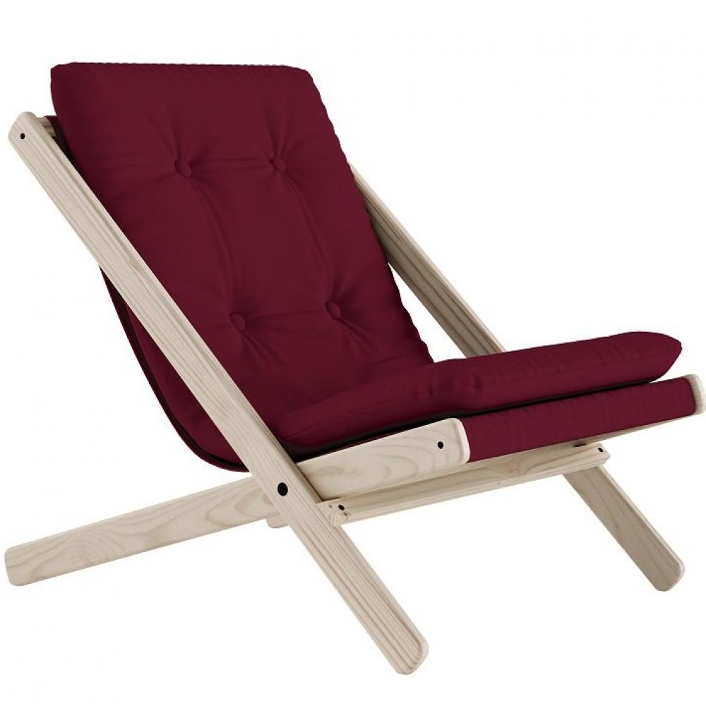 Fauteuil futon BOOGIE hêtre massif coloris bordeaux