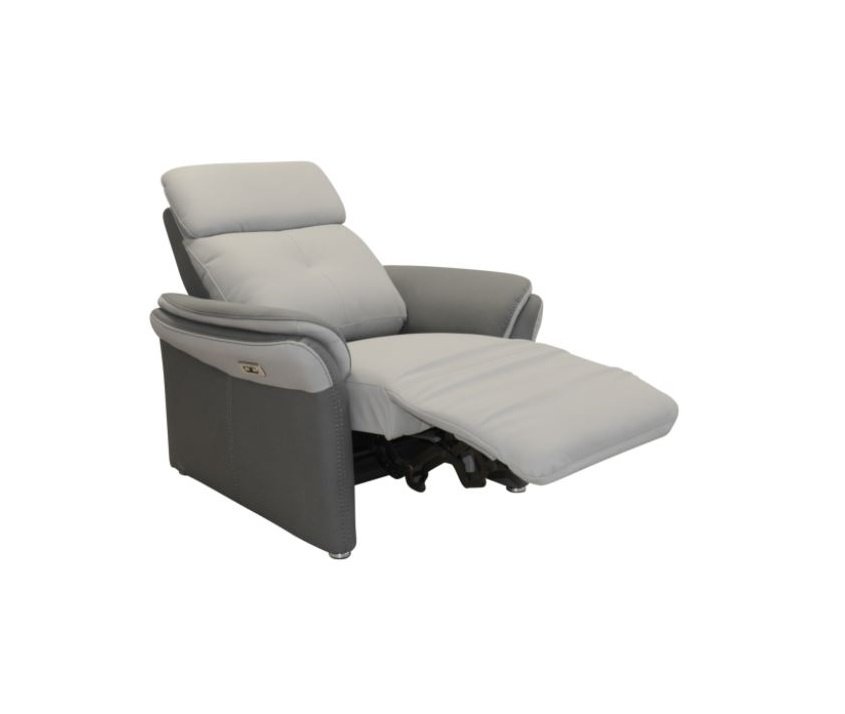 Fauteuil relax électrique GELLIN microfibre gris perle / plomb têtière électrique