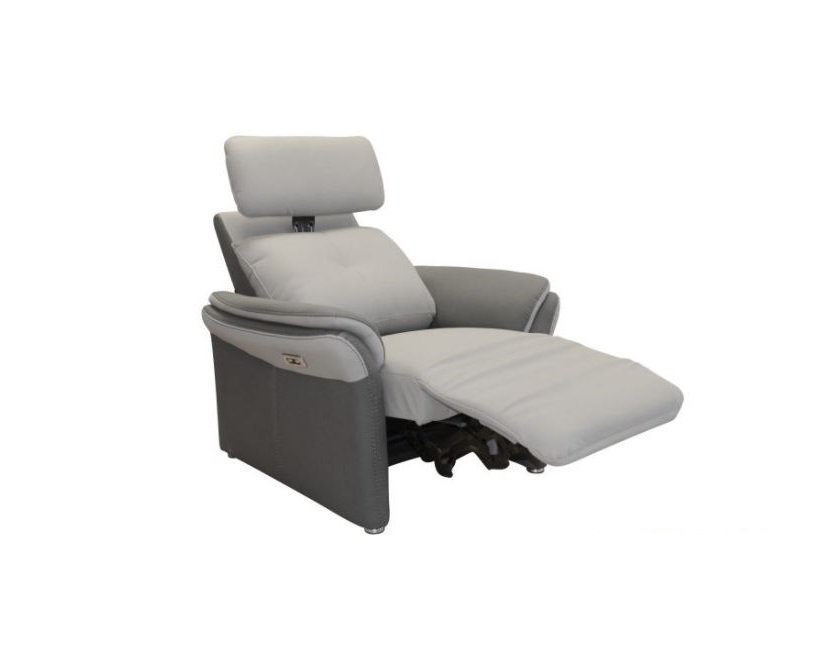 Fauteuil relax électrique GELLIN microfibre gris perle / plomb têtière électrique