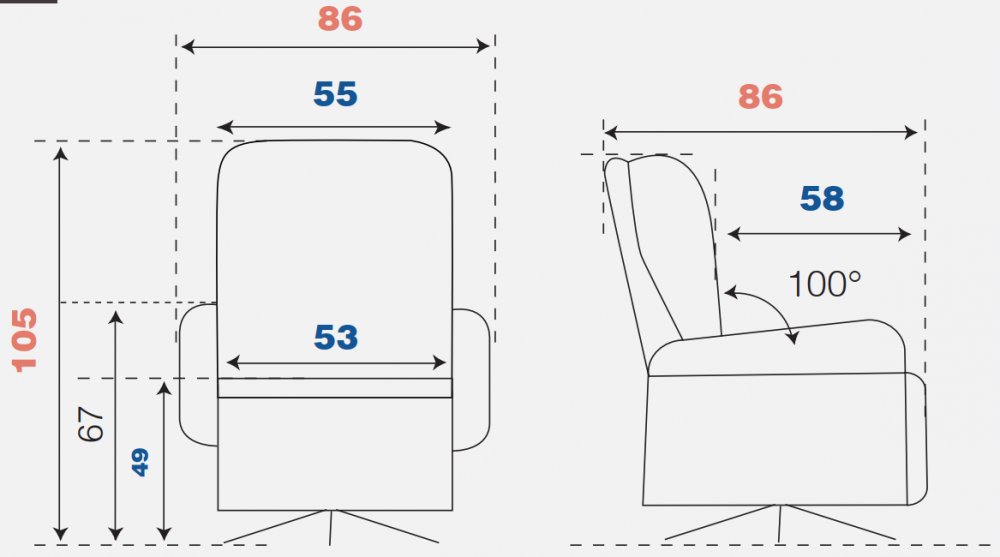 Fauteuil relax pivotant bi moteur ATTITUDE tissu chenillé bleu nuit