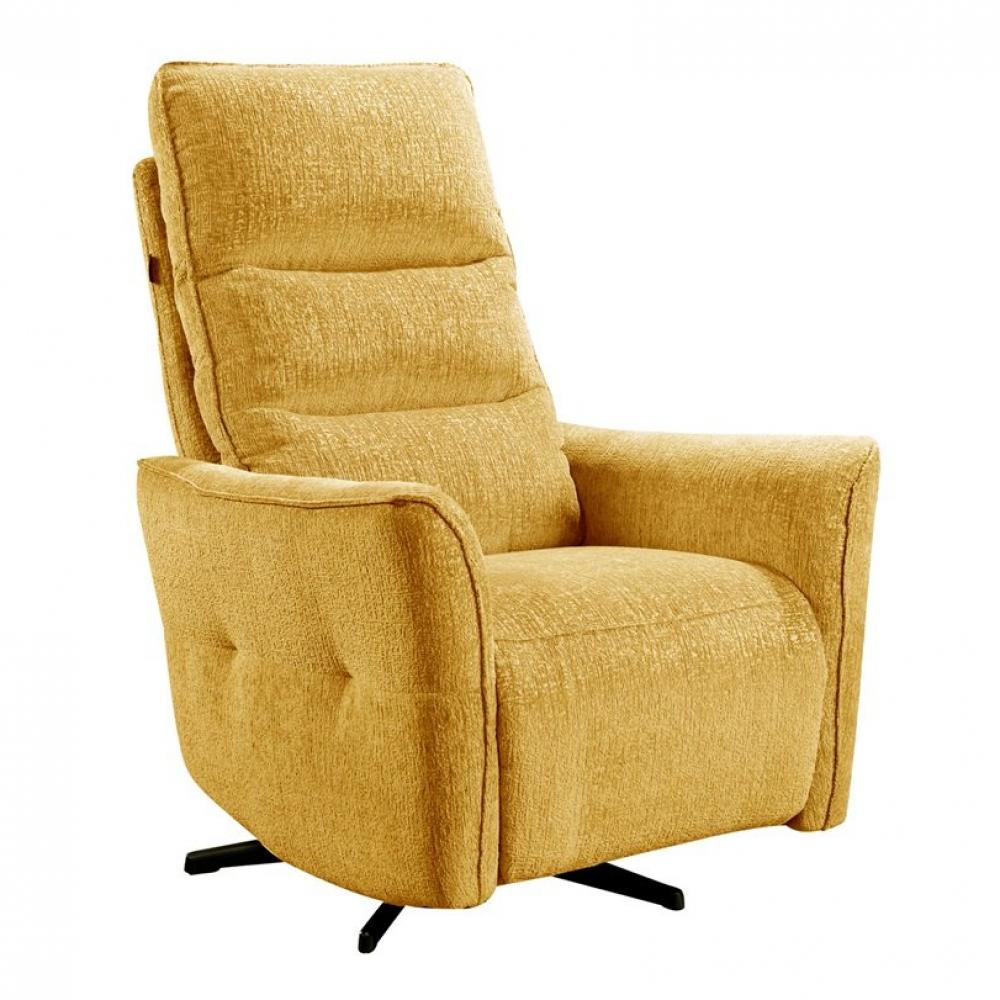 Fauteuil relax pivotant bi moteur ATTITUDE tissu chenillé ocre