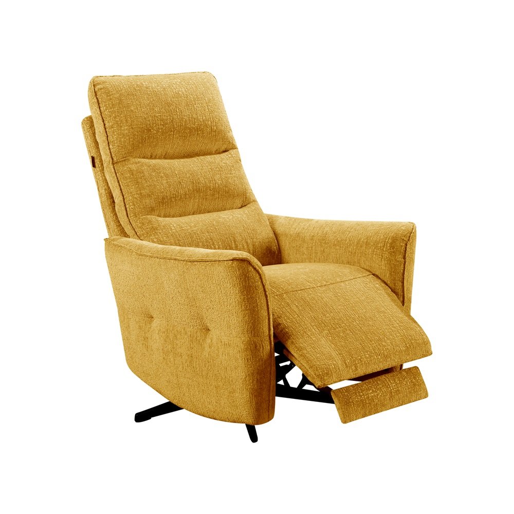 Fauteuil relax pivotant bi moteur ATTITUDE tissu chenillé ocre