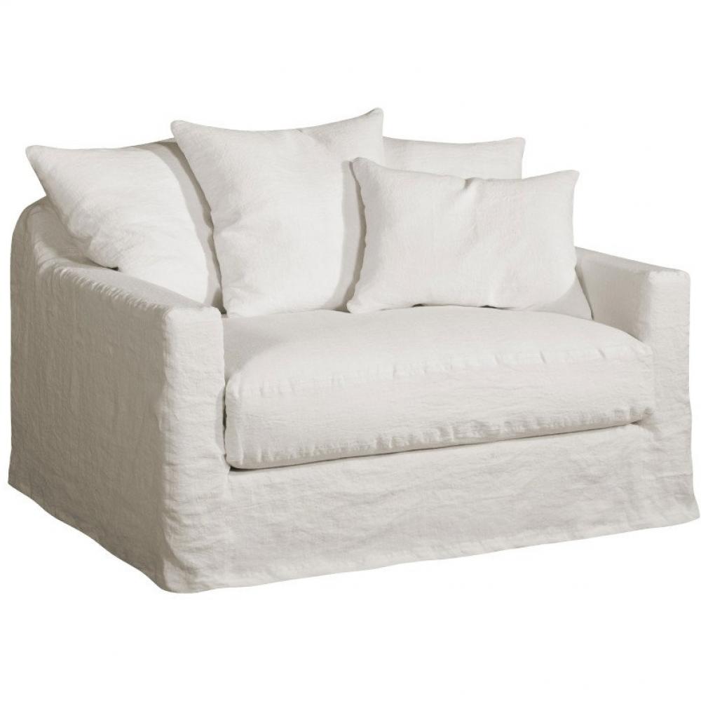 Fauteuil XL BIARRITZ 132 cm tissu Sweet écru Home Spirit