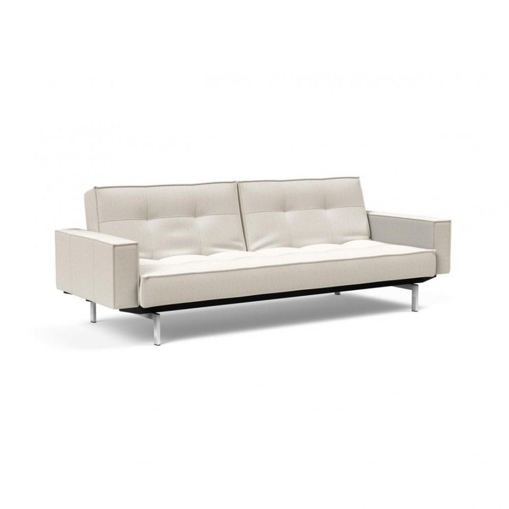 INNOVATION LIVING Canapé SPLITBACK pieds chromé avec accoudoirs convertible lit 115*210 cm tissu Bouclé Off White