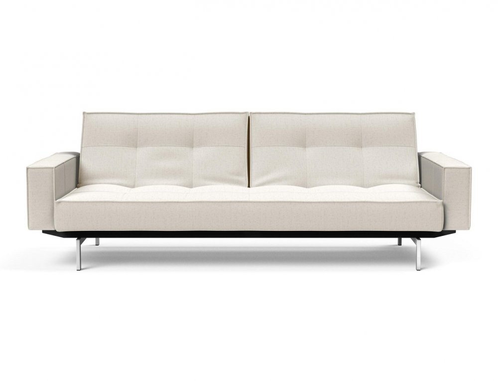 INNOVATION LIVING Canapé SPLITBACK pieds chromé avec accoudoirs convertible lit 115*210 cm tissu Bouclé Off White