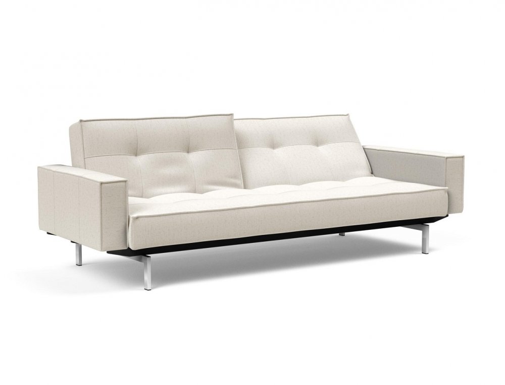 INNOVATION LIVING Canapé SPLITBACK pieds chromé avec accoudoirs convertible lit 115*210 cm tissu Bouclé Off White