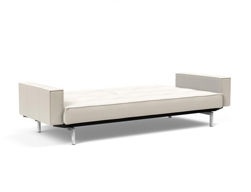 INNOVATION LIVING Canapé SPLITBACK pieds chromé avec accoudoirs convertible lit 115*210 cm tissu Bouclé Off White