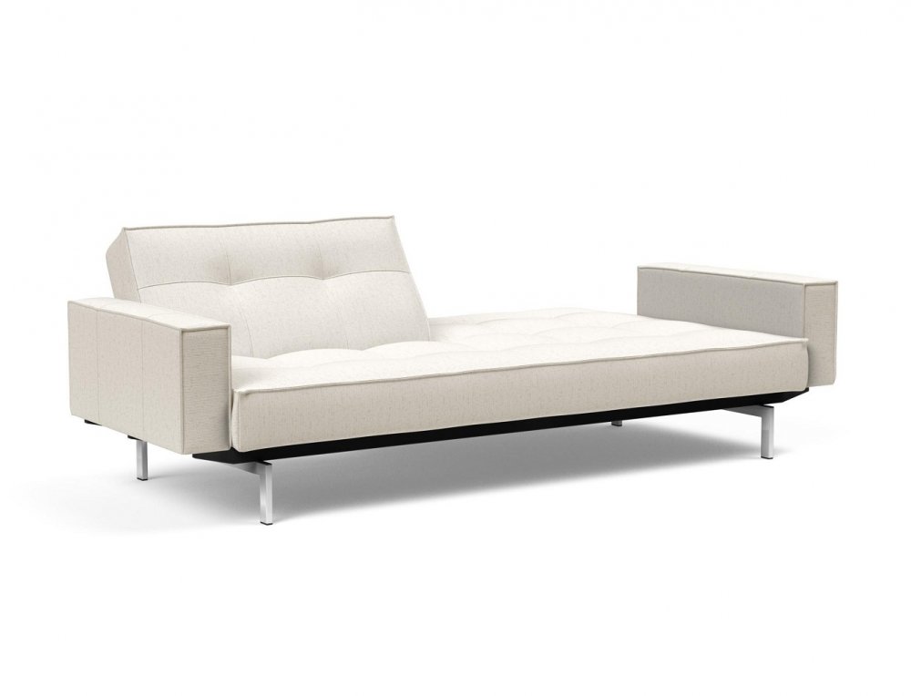 INNOVATION LIVING Canapé SPLITBACK pieds chromé avec accoudoirs convertible lit 115*210 cm tissu Bouclé Off White