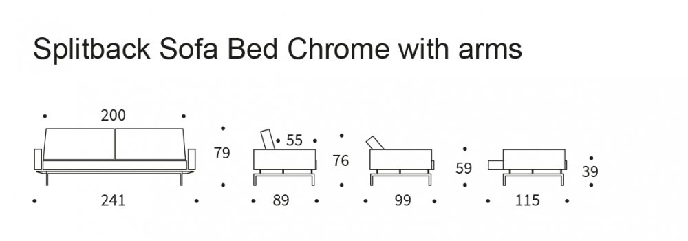 INNOVATION LIVING Canapé SPLITBACK pieds chromé avec accoudoirs convertible lit 115*210 cm tissu Bouclé Off White