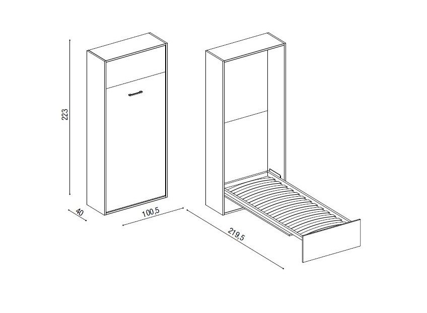 Armoire lit à ouverture assistée TRACCIA couchage 85 x 200 cm