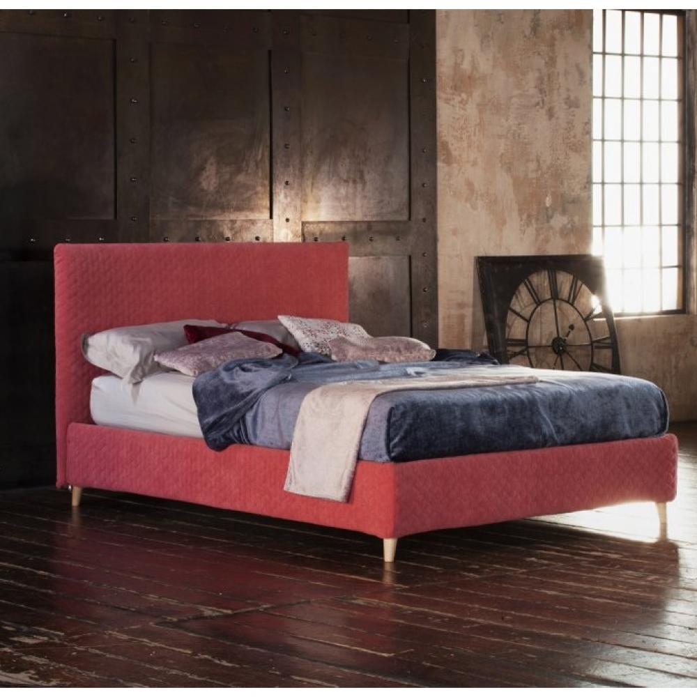 Lit coffre DARIOS couchage 80x190 cm Maracaibo piqué rouge