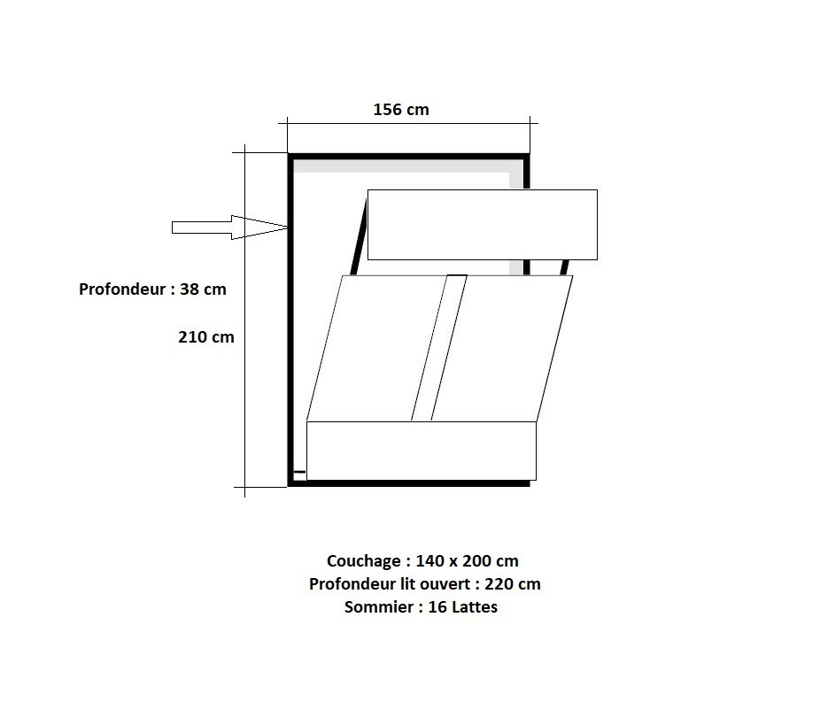 Armoire lit escamotable ARLITEC "Ariane " 140*200 cm vérins gaz