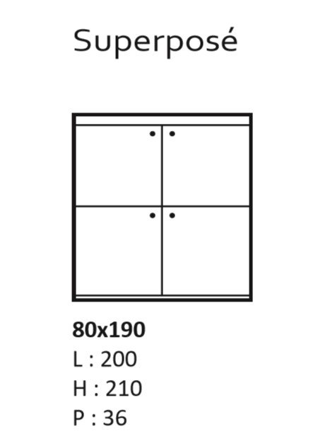 Lits superposés escamotables MELAMIX DUO couchage  80x190cm  laqué abricot et blanc