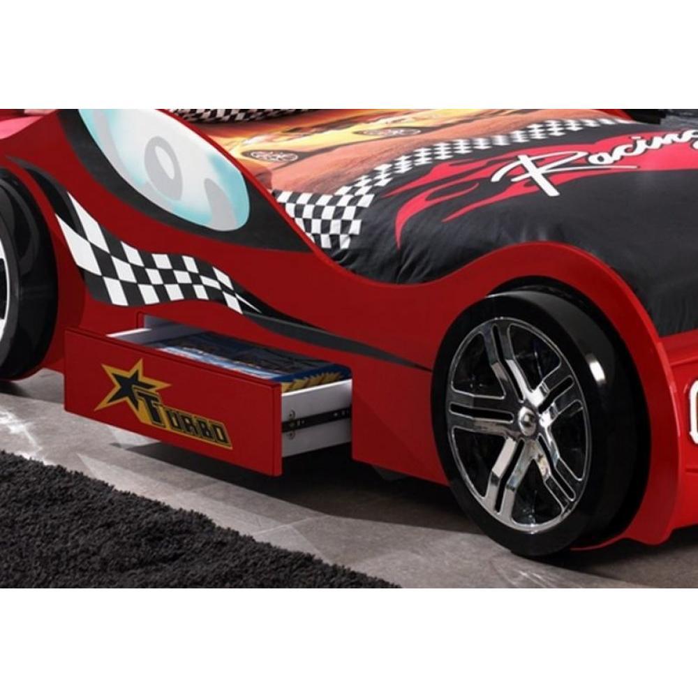 Lit en forme de voiture de course rouge modèle Turbo - SO NUIT