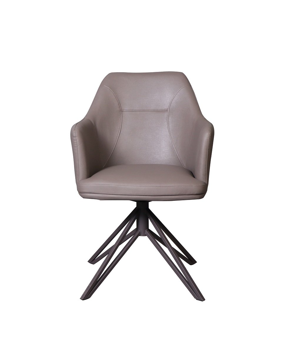 Lot de 2 chaise design CROSSWAY GREY pivotant à 180° assise simili cuir taupe