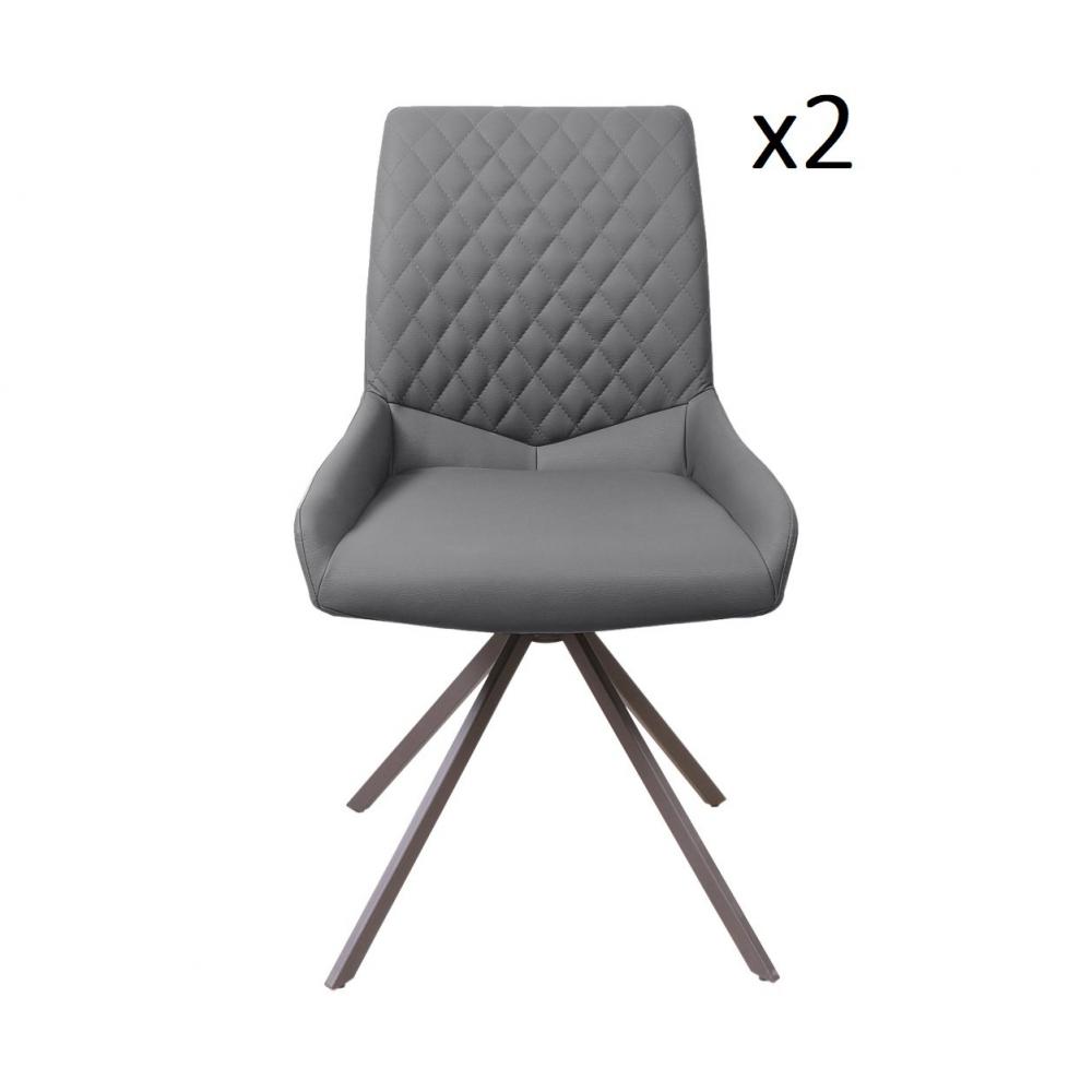 Lot de 2 chaises design TWIN WHITE pieds métal anthracite assise polyurethane gris 