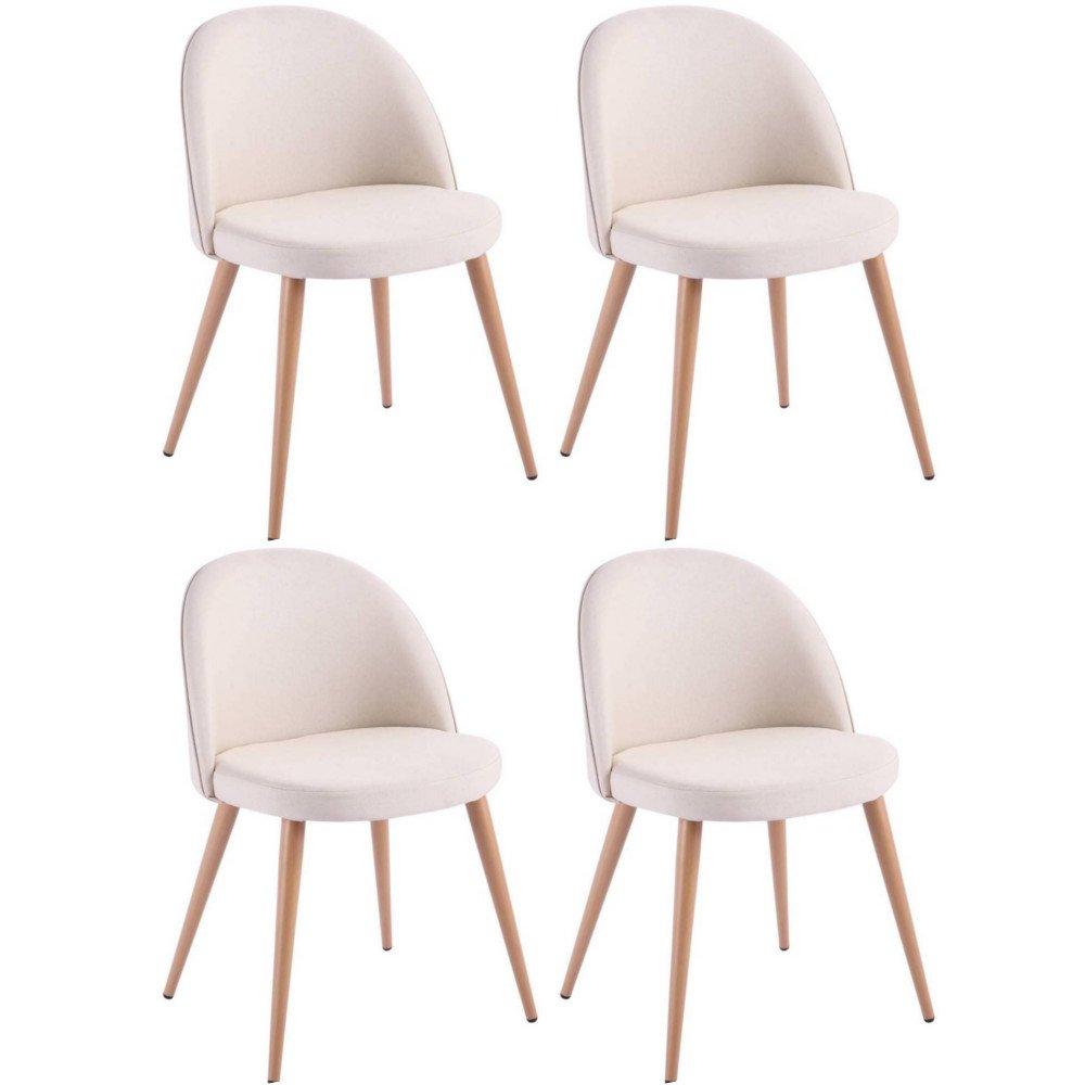 Chaise design ergonomique et stylisée au meilleur prix, Lot de 4 chaises  design scandinave VELVET tissu beige