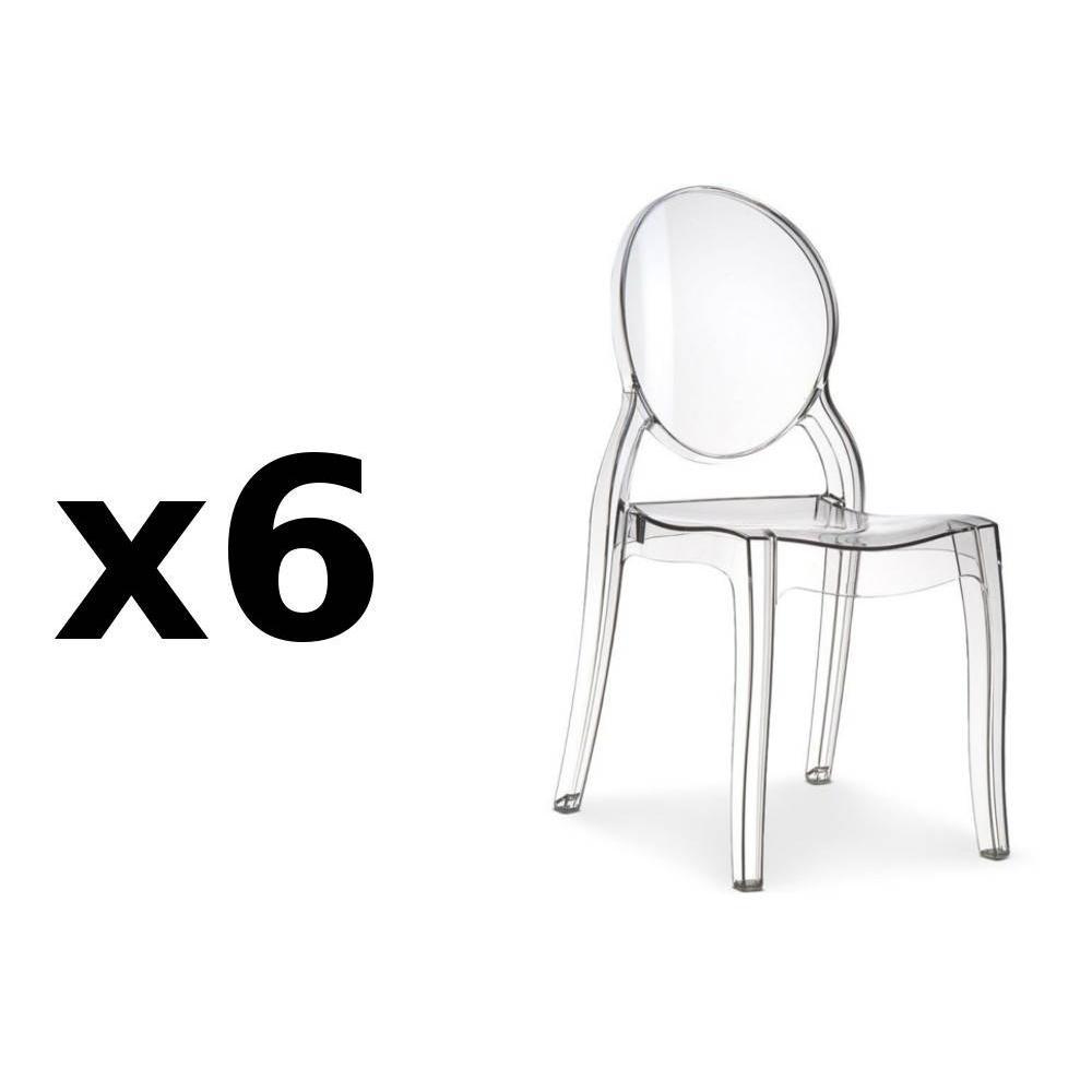 Chaise design ergonomique et stylisée au meilleur prix, Lot de 6 chaises  médaillon IMPÉRATRICE style Louis XVI en polycarbonate transparent