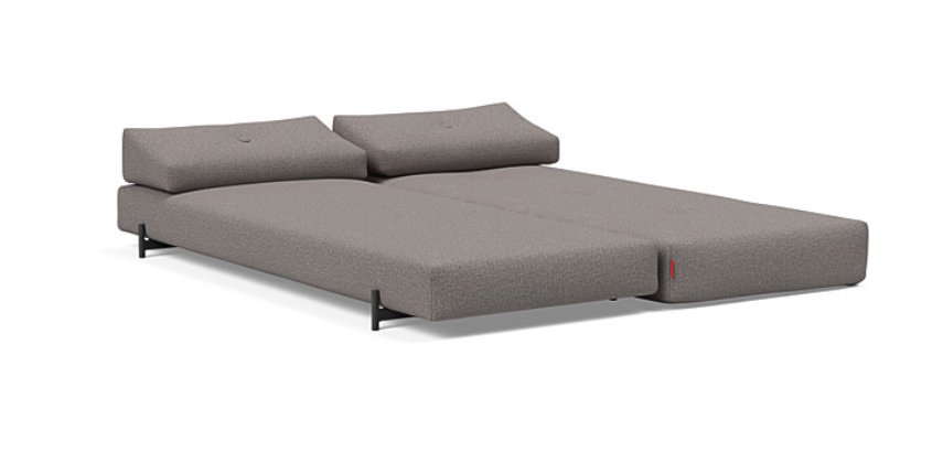 Méridienne design SIGMUND INDU   Mixed Dance, Grey convertible lit 160*200 cm pieds Acier noir