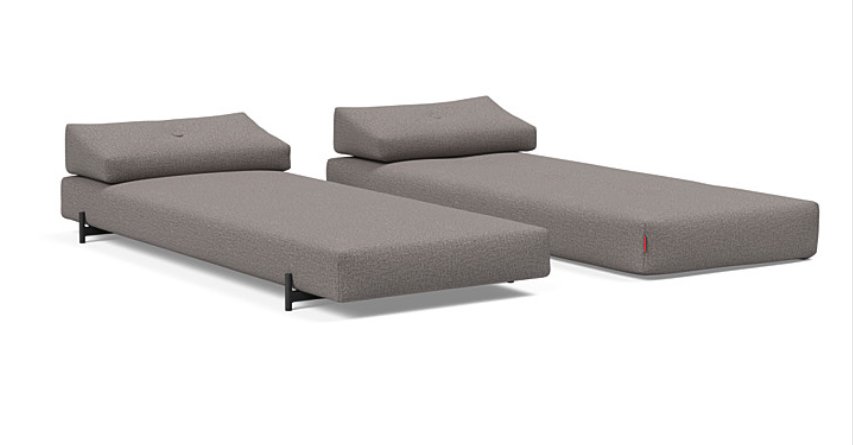 Méridienne design SIGMUND INDU   Mixed Dance, Grey convertible lit 160*200 cm pieds Acier noir