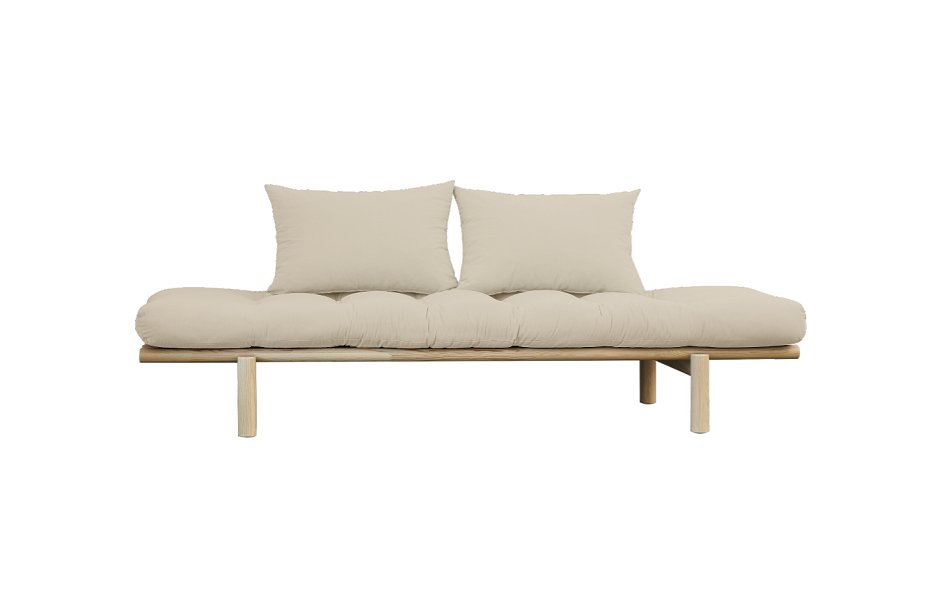 Méridienne futon PACE en pin coloris beige couchage 75*200 cm.