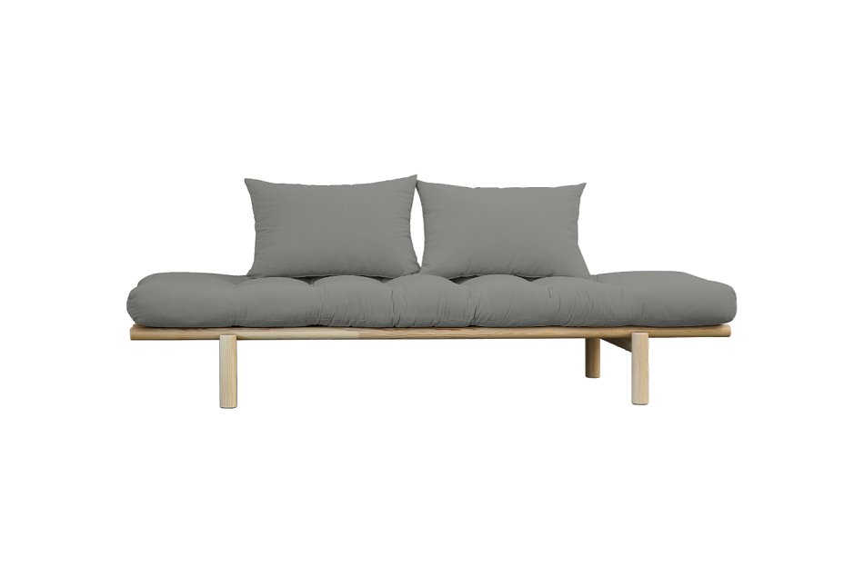 Méridienne futon PACE en pin coloris gris couchage 75*200 cm.