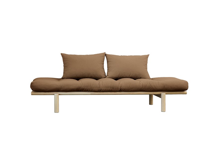 Méridienne futon PACE en pin coloris mocca couchage 75*200 cm.